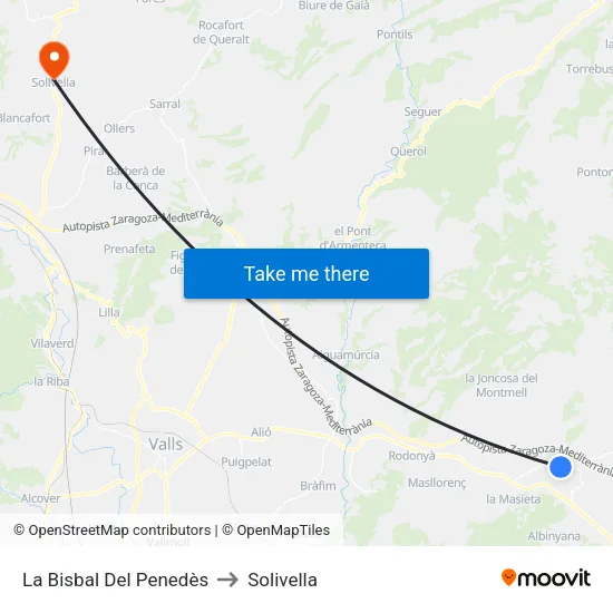 La Bisbal Del Penedès to Solivella map