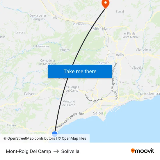 Mont-Roig Del Camp to Solivella map