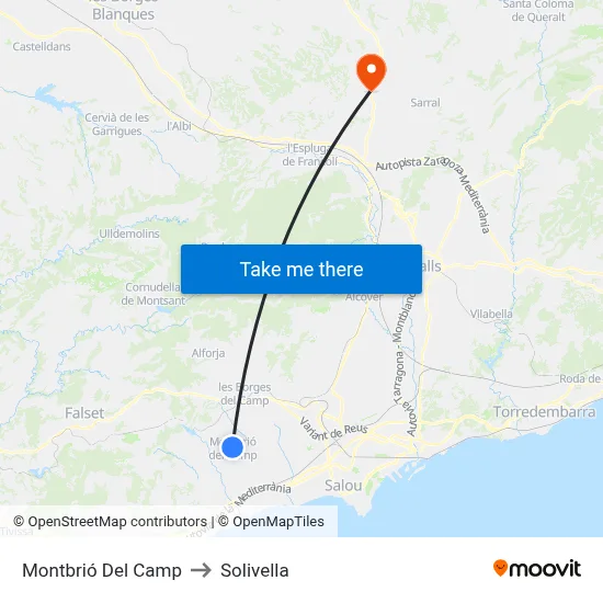 Montbrió Del Camp to Solivella map