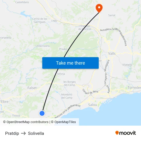 Pratdip to Solivella map