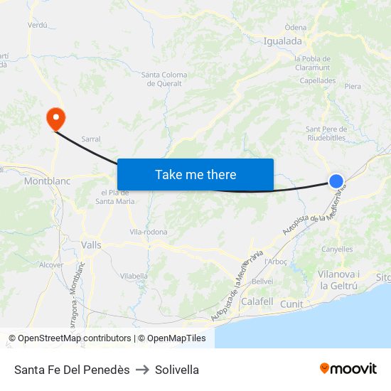 Santa Fe Del Penedès to Solivella map