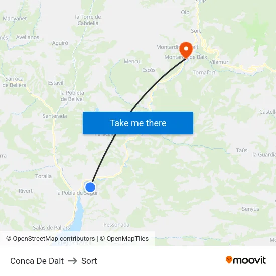 Conca De Dalt to Sort map