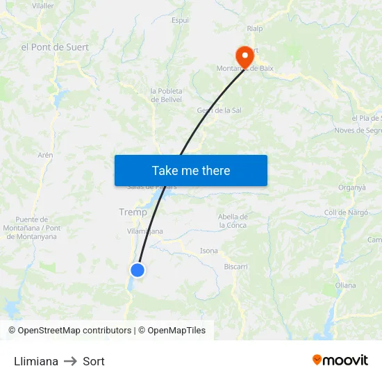 Llimiana to Sort map