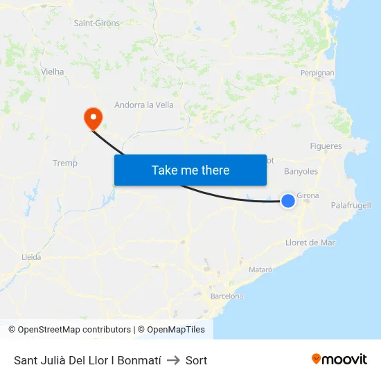 Sant Julià Del Llor I Bonmatí to Sort map