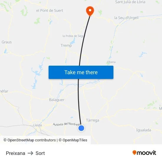 Preixana to Sort map