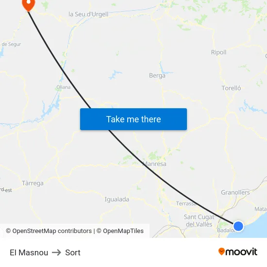 El Masnou to Sort map
