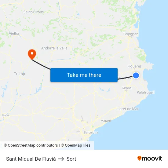 Sant Miquel De Fluvià to Sort map