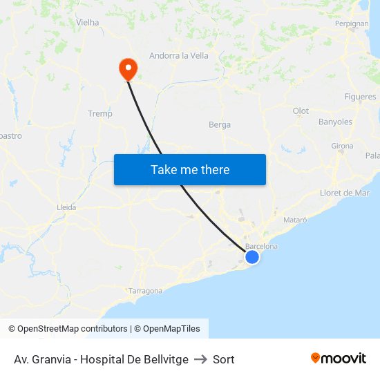Av. Granvia - Hospital De Bellvitge to Sort map