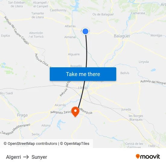 Algerri to Sunyer map