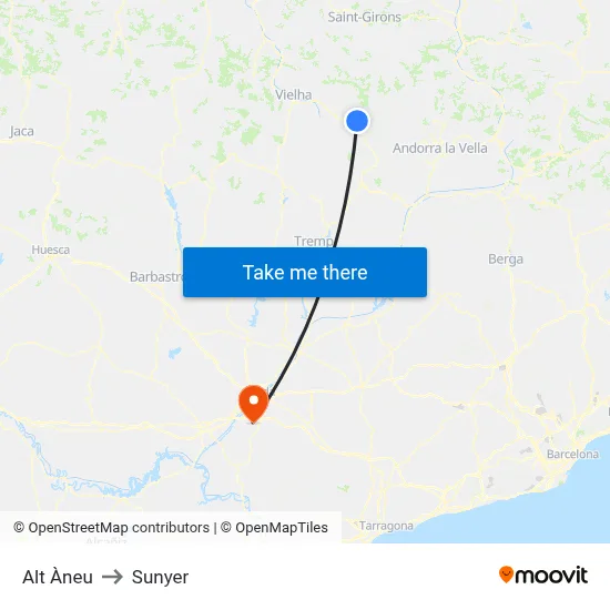 Alt Àneu to Sunyer map
