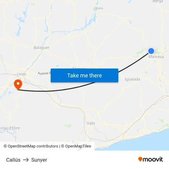 Callús to Sunyer map