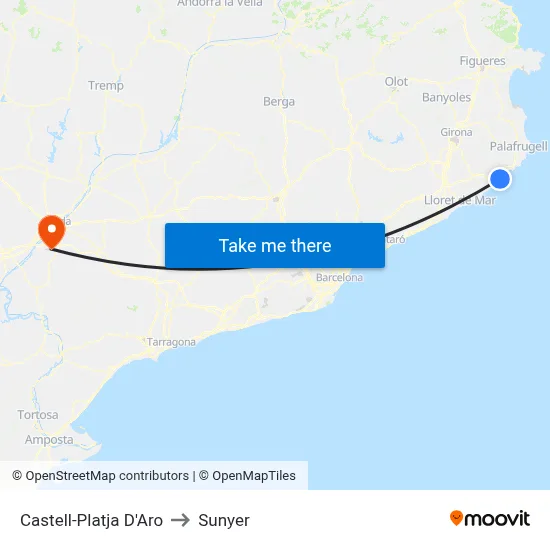 Castell-Platja D'Aro to Sunyer map