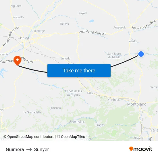 Guimerà to Sunyer map