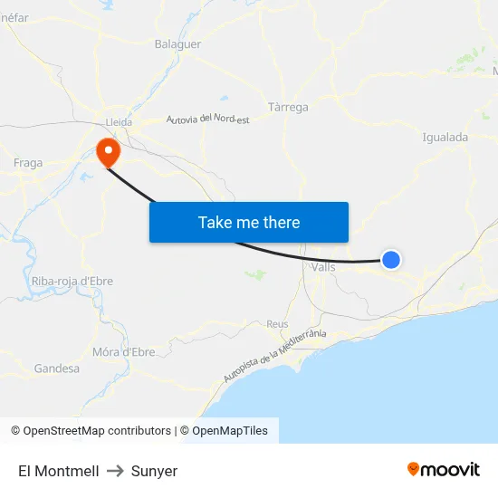 El Montmell to Sunyer map