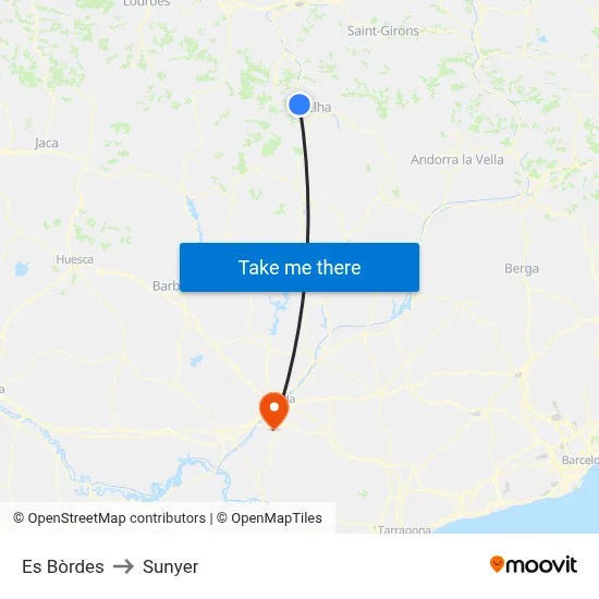 Es Bòrdes to Sunyer map