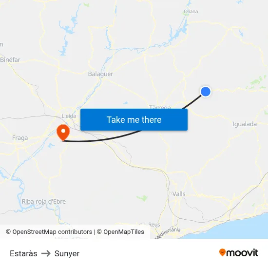 Estaràs to Sunyer map