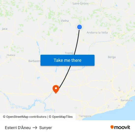 Esterri D'Àneu to Sunyer map