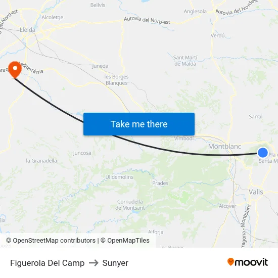 Figuerola Del Camp to Sunyer map