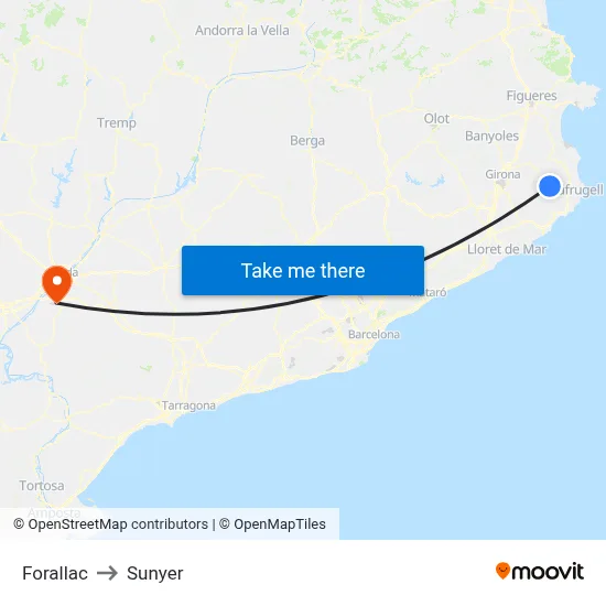 Forallac to Sunyer map