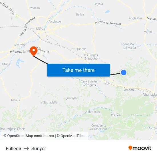 Fulleda to Sunyer map