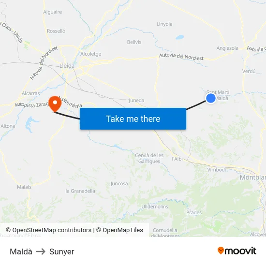 Maldà to Sunyer map
