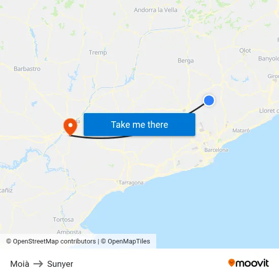 Moià to Sunyer map