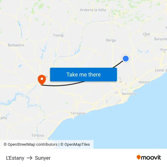 L'Estany to Sunyer map
