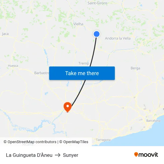 La Guingueta D'Àneu to Sunyer map