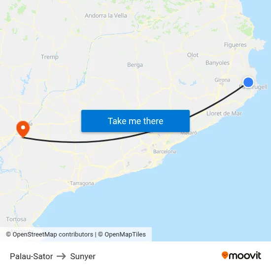 Palau-Sator to Sunyer map