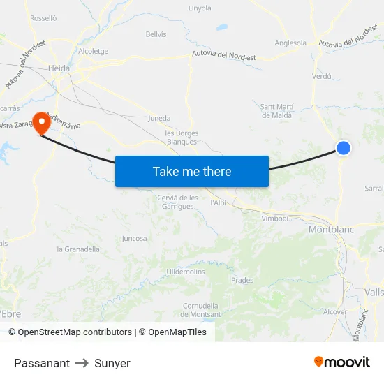Passanant to Sunyer map