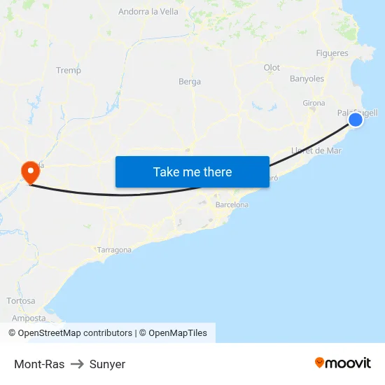 Mont-Ras to Sunyer map