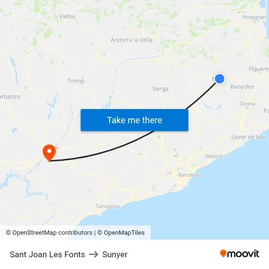 Sant Joan Les Fonts to Sunyer map