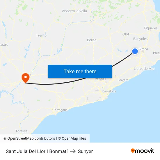 Sant Julià Del Llor I Bonmatí to Sunyer map