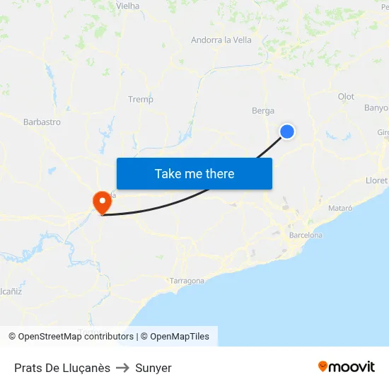 Prats De Lluçanès to Sunyer map