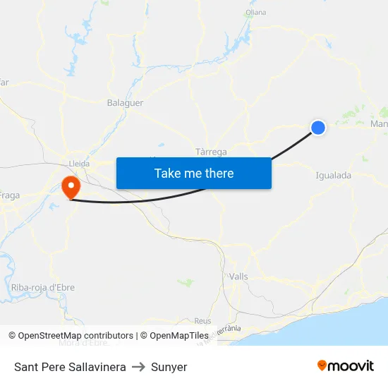 Sant Pere Sallavinera to Sunyer map