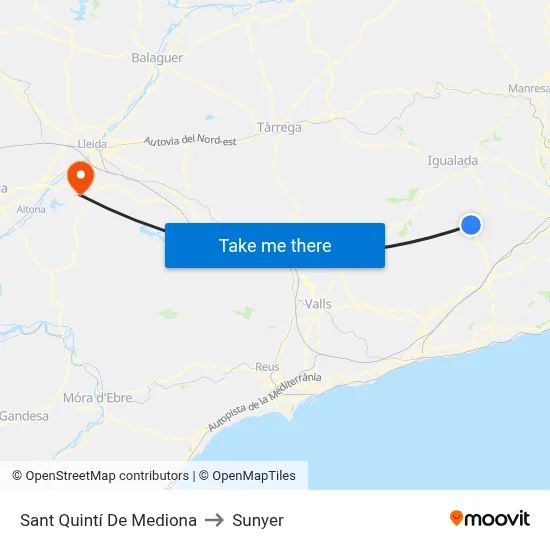 Sant Quintí De Mediona to Sunyer map