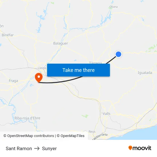 Sant Ramon to Sunyer map