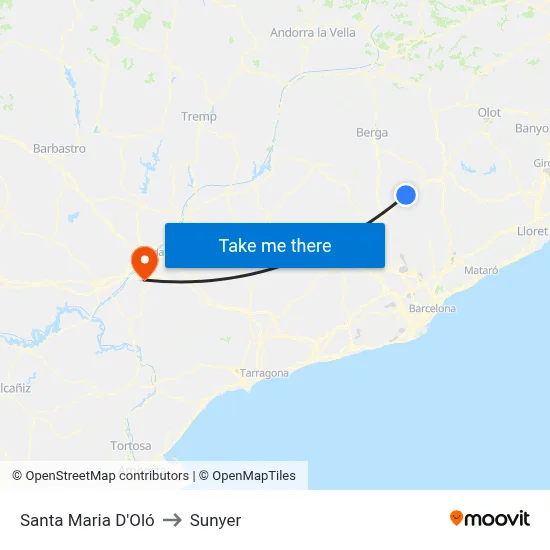 Santa Maria D'Oló to Sunyer map