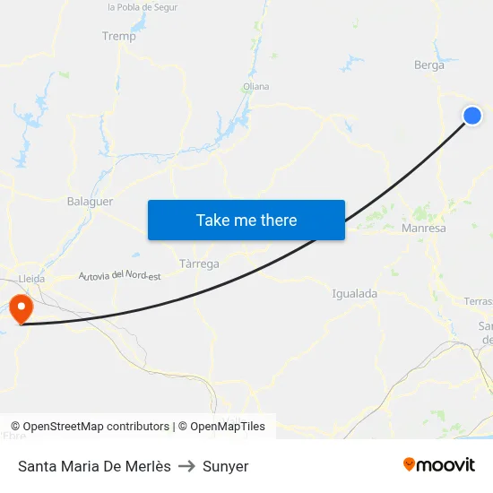Santa Maria De Merlès to Sunyer map