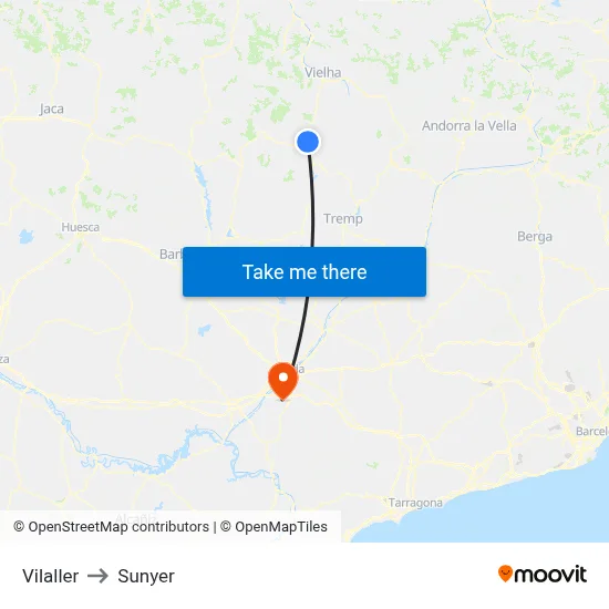 Vilaller to Sunyer map