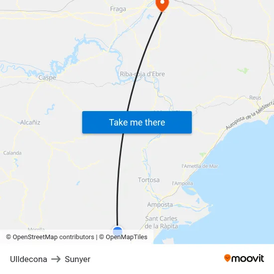 Ulldecona to Sunyer map