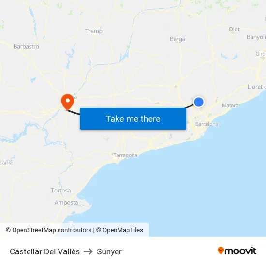 Castellar Del Vallès to Sunyer map