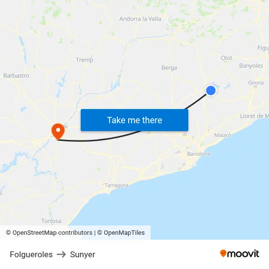 Folgueroles to Sunyer map