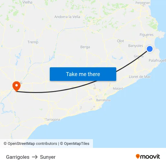 Garrigoles to Sunyer map