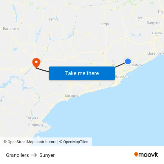 Granollers to Sunyer map