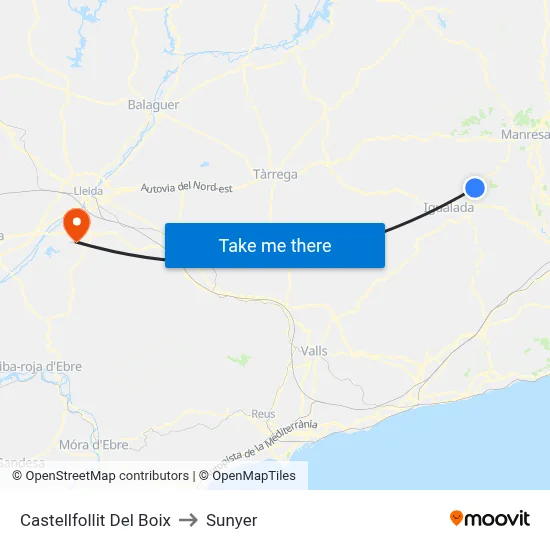 Castellfollit Del Boix to Sunyer map