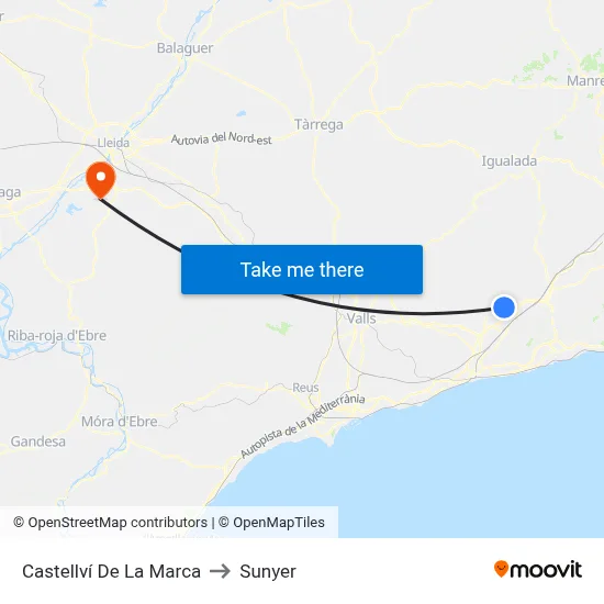 Castellví De La Marca to Sunyer map