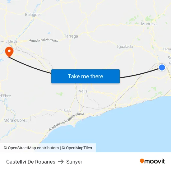 Castellví De Rosanes to Sunyer map
