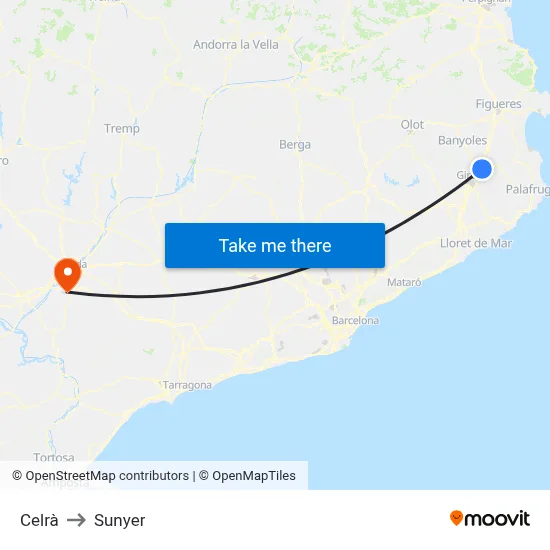 Celrà to Sunyer map
