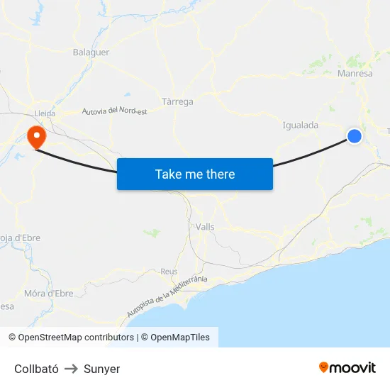 Collbató to Sunyer map